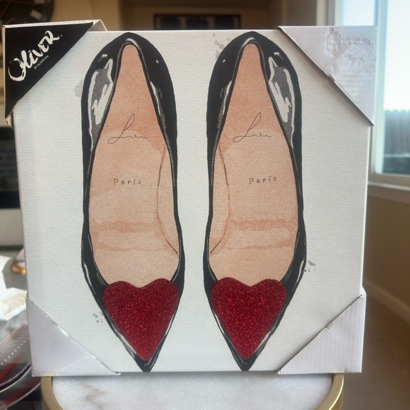 Oliver Gal Black and Red Heart Women's Pumps - Paris 30” x 30” Canvas Print - Picture 1 of 6